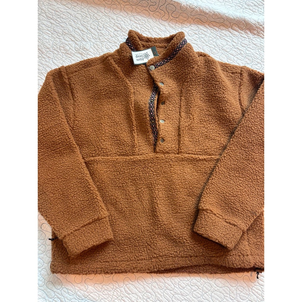 Alpine Design Womens Small Sherpa Quarter Snap Pullover Caramel Latte Brown
